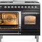 ILVE Nostalgie II 40" Dual Fuel Propane Gas Range in Black with Chrome Trim, UPD40FNMPBKCLP