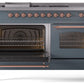 ILVE Nostalgie II 60" Dual Fuel Propane Gas Range in Blue Grey with Copper Trim, UP60FSNMPBGPLP