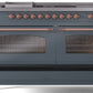 ILVE Nostalgie II 60" Dual Fuel Propane Gas Range in Blue Grey with Copper Trim, UP60FSNMPBGPLP
