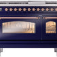 ILVE Nostalgie II 48" Dual Fuel Propane Gas Range in Blue with Copper Trim, UP48FNMPMBPLP
