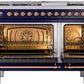 ILVE Nostalgie II 48" Dual Fuel Propane Gas Range in Blue with Copper Trim, UP48FNMPMBPLP