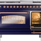 ILVE Nostalgie II 48" Dual Fuel Propane Gas Range in Blue with Copper Trim, UP48FNMPMBPLP