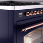 ILVE Nostalgie II 48" Dual Fuel Propane Gas Range in Blue with Copper Trim, UP48FNMPMBPLP