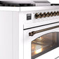 ILVE Nostalgie II 36" Dual Fuel Natural Gas Range in White with Bronze Trim, UP36FNMPWHB