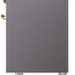 ILVE Nostalgie II 36" Induction Range with Element Stove and Electric Oven in Matte Graphite with Brass Trim, UPI366NMPMGG