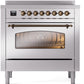 ILVE Nostalgie II 36" Induction Range with Element Stove and Electric Oven in Stainless Steel with Bronze Trim, UPI366NMPSSB