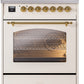 ILVE Nostalgie II 30" Dual Fuel Propane Gas Range in Antique White with Brass Trim, UP30NMPAWGLP