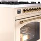 ILVE Nostalgie II 30" Dual Fuel Propane Gas Range in Antique White with Brass Trim, UP30NMPAWGLP