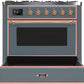 ILVE Majestic II 36" Dual Fuel Natural Gas Range in Blue Grey with Copper Trim, UM09FDNS3BGP