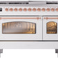 ILVE Nostalgie II 48" Dual Fuel Natural Gas Range in White with Copper Trim, UP48FNMPWHP