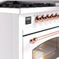 ILVE Nostalgie II 48" Dual Fuel Natural Gas Range in White with Copper Trim, UP48FNMPWHP