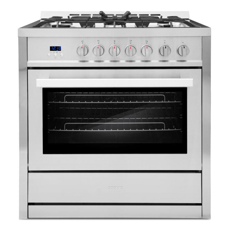Cosmo 36" 3.8 cu. ft. Single Oven Gas Range with 5 Burner Cooktop and Heavy Duty Cast Iron Grates in Stainless Steel, COS-965AGC