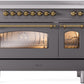 ILVE Nostalgie II 48" Induction Range with Element Stove and Electric Oven in Matte Graphite with Brass Trim, UPI486NMPMGG