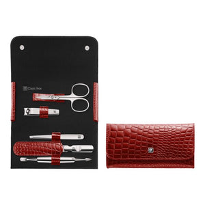 ZWILLING Beauty Classic 7-pc Red Leather Case Set