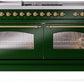 ILVE Nostalgie II 60" Dual Fuel Propane Gas Range in Emerald Green with Brass Trim, UP60FSNMPEGGLP