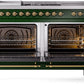 ILVE Nostalgie II 60" Dual Fuel Propane Gas Range in Emerald Green with Brass Trim, UP60FSNMPEGGLP