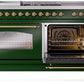 ILVE Nostalgie II 60" Dual Fuel Propane Gas Range in Emerald Green with Brass Trim, UP60FSNMPEGGLP