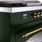 ILVE Nostalgie II 60" Dual Fuel Propane Gas Range in Emerald Green with Brass Trim, UP60FSNMPEGGLP