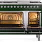 ILVE Nostalgie II 48" Dual Fuel Propane Gas Range in Emerald Green with Chrome Trim, UP48FNMPEGCLP