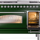 ILVE Nostalgie II 48" Dual Fuel Propane Gas Range in Emerald Green with Chrome Trim, UP48FNMPEGCLP