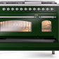 ILVE Nostalgie II 48" Dual Fuel Propane Gas Range in Emerald Green with Chrome Trim, UP48FNMPEGCLP