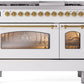 ILVE Nostalgie II 48" Dual Fuel Natural Gas Range in White with Brass Trim, UP48FNMPWHG