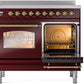 ILVE Nostalgie II 40" Induction Range with Element Stove and Electric Oven in Burgundy with Brass Trim, UPDI406NMPBUG