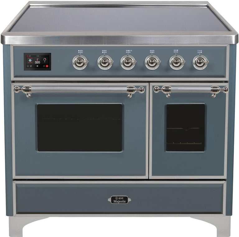 ILVE Majestic II 40" Induction Range with Element Stove and Electric Oven in Blue Grey with Chrome Trim, UMDI10NS3BGC
