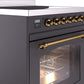 ILVE Nostalgie II 30" Induction Range with Element Stove and Electric Oven in Matte Graphite with Brass Trim, UPI304NMPMGG