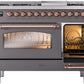 ILVE Nostalgie II 48" Dual Fuel Natural Gas Range in Matte Graphite with Copper Trim, UP48FNMPMGP