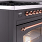 ILVE Nostalgie II 48" Dual Fuel Natural Gas Range in Matte Graphite with Copper Trim, UP48FNMPMGP