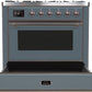 ILVE Majestic II 36" Dual Fuel Propane Gas Range in Blue Grey with Bronze Trim, UM09FDNS3BGBLP