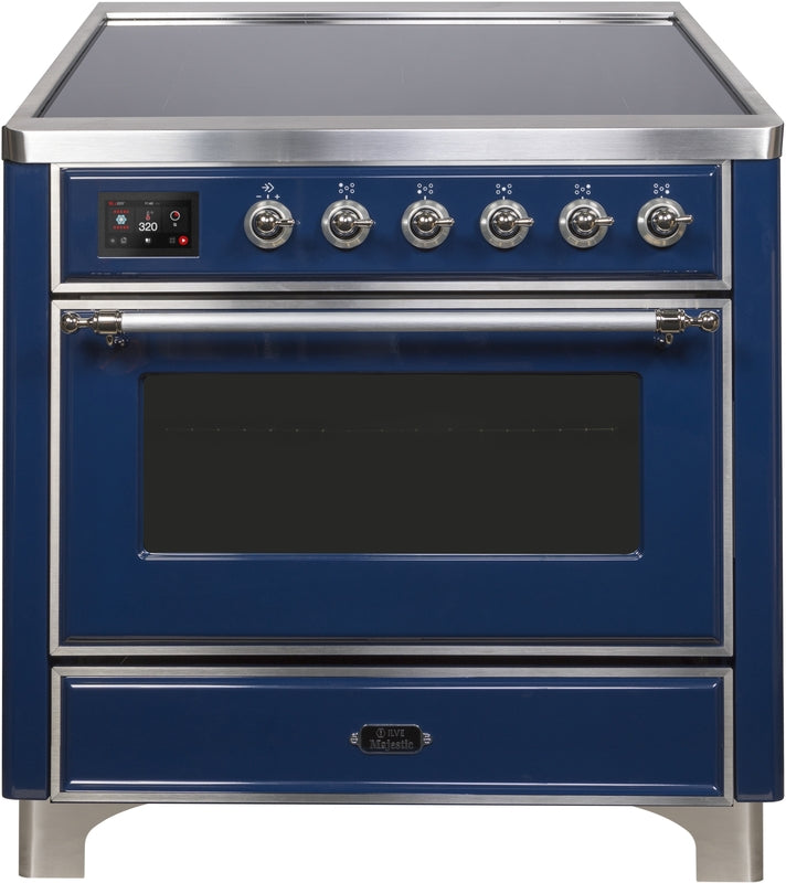 ILVE Majestic II 36" Induction Range with Element Stove and Electric Oven in Blue with Chrome Trim, UMI09NS3MBC