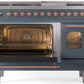 ILVE Nostalgie II 48" Dual Fuel Propane Gas Range in Blue Grey with Copper Trim, UP48FNMPBGPLP
