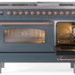 ILVE Nostalgie II 48" Dual Fuel Propane Gas Range in Blue Grey with Copper Trim, UP48FNMPBGPLP