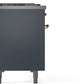 ILVE Nostalgie II 48" Dual Fuel Natural Gas Range in Blue Grey with Copper Trim, UP48FNMPBGP