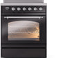 ILVE Nostalgie II 30" Induction Range with Element Stove and Electric Oven in Black with Chrome Trim, UPI304NMPBKC