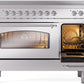 ILVE Nostalgie II 48" Induction Range with Element Stove and Electric Oven in Stainless Steel with Chrome Trim, UPI486NMPSSC