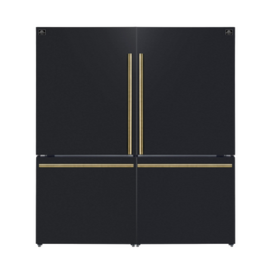 FORNO Espresso Milano 62" 34.4 cu. ft. Side-By-Side Refrigerator with Ice Maker in Black with Antique Brass Accents, FFFFD1787-60BLK