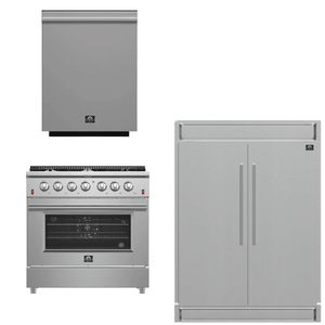 FORNO Appliance Package - 36 Inch Gas Range, Dishwasher, 60 Inch Refrigerator, AP-FFSGS6244-36-5