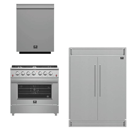 FORNO Appliance Package - 36 Inch Gas Range, Dishwasher, 60 Inch Refrigerator, AP-FFSGS6244-36-5