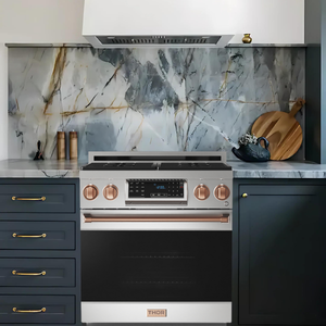 Gordon Ramsay by THOR Kitchen Package - 30" Gas Range, 36" Refrigerator with Ice Maker and Dishwasher in Stainless Steel with Rose Gold Accents, AP-RSG30-RSG-2