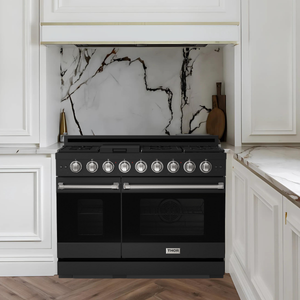 Gordon Ramsay by THOR Kitchen Package - 48" Gas Range, 36" Refrigerator with Ice Maker and Dishwasher in Black Matte with Stainless Steel Accents, AP-RSG48EBLP-SS-2