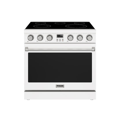 THOR Kitchen 36" Contemporary Professional Electric Range in White, ARE36W