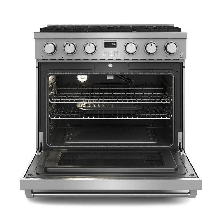 Thor Contemporary Package - 36" Gas Range, Range Hood, Refrigerator, Dishwasher and Microwave, Thor-AP-ARG36-A91
