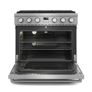 THOR Kitchen Package - 36" Gas Range, Range Hood, Refrigerator with Water and Ice Dispenser, Dishwasher, Wine Cooler, AP-ARG36-W-8