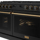 THOR Kitchen Contemporary 48" 7.6 cu. ft. Natural Gas Range with Convection Oven in Black with Bronze Accents, ARG48B-BRZ