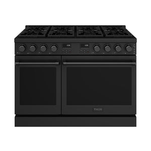 THOR Kitchen Contemporary 48" 7.6 cu. ft. Natural Gas Range with Convection Oven in Black Matte, ARG48B