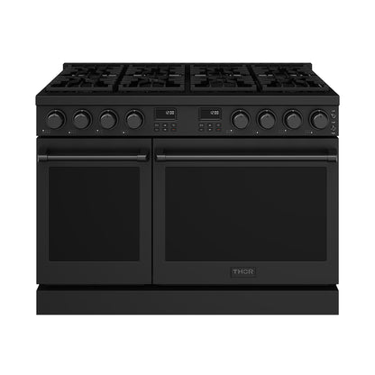 THOR Kitchen Contemporary 48" 7.6 cu. ft. Propane Gas Range with Convection Oven in Black Matte, ARG48BLP