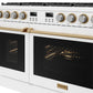 THOR Kitchen Contemporary 48" 7.6 cu. ft. Natural Gas Range with Convection Oven in White with Bronze Accents, ARG48W-BRZ